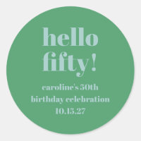 Bold Blue Green Cute Modern Custom 50th Birthday