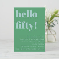 Bold Blue Green Cute Simple Modern 50th Birthday