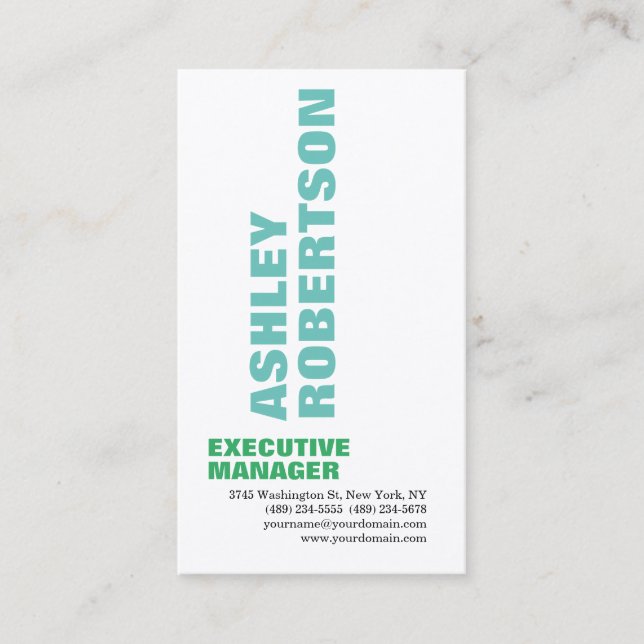 Bold Blue Grey Modern Professional Minimalist Business Card (Front)