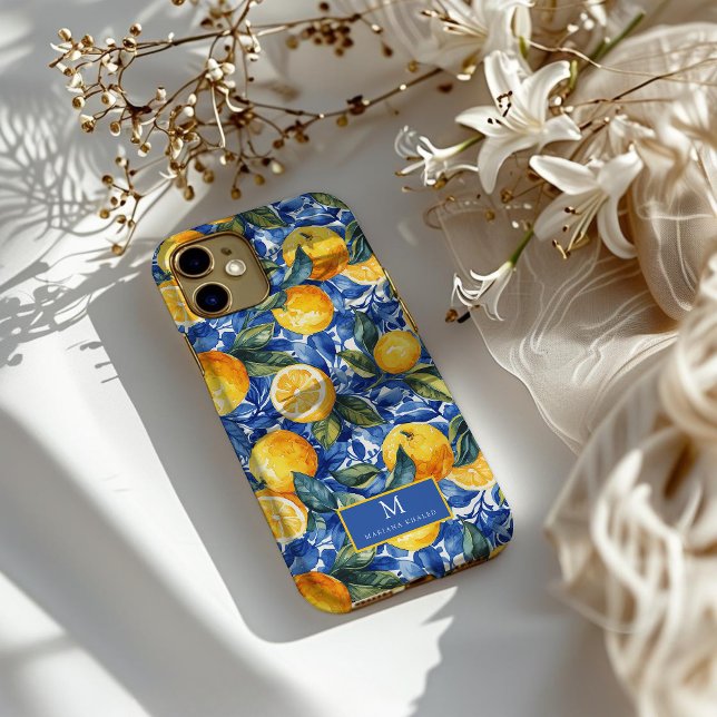 Bold Blue Italian Positano Lemon Case-Mate iPhone Case (Creator Uploaded)