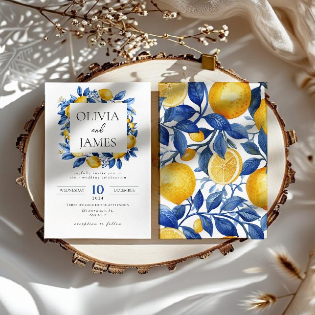 Bold Blue Italian Positano Lemon  Invitation (Creator Uploaded)