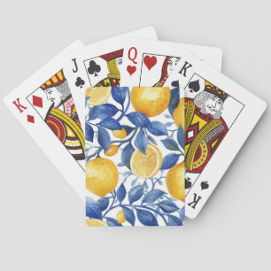 Bold Blue Italian Positano Lemon Playing Cards