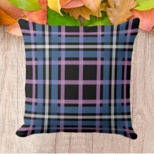Bold Blue & Lavender Plaid Throw Pillow