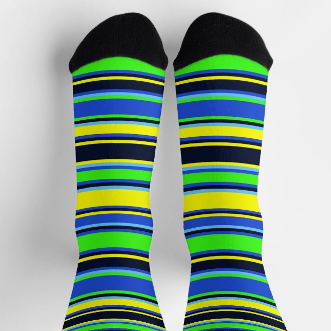 Bold Blue, Lime, & Yellow Crew Socks (Top)
