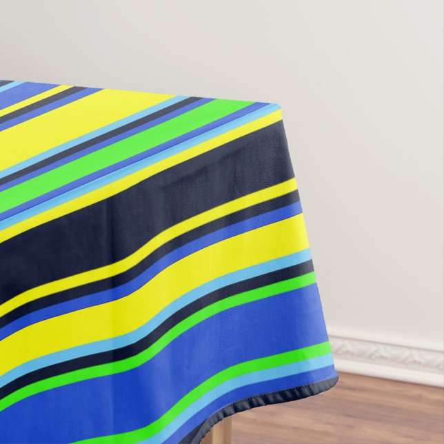 Bold Blue, Lime, & Yellow Tablecloth (In Situ)