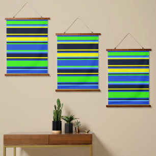 Bold Blue, Lime, & Yellow Triple Wall Tapestry Set