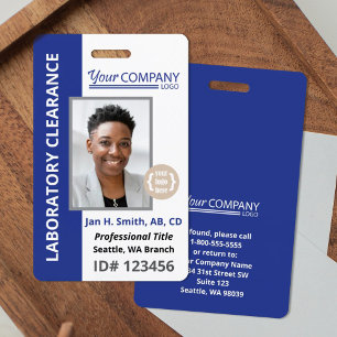 Bold Blue Logo Entry Employee Photo ID ID Badge