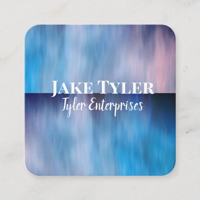 bold blue modern painted design artistic custom  square business card (Front)