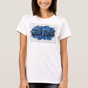 Bold Blue NEW YORK Text Design T-Shirt