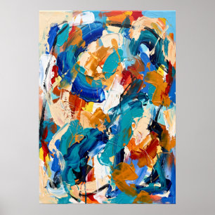 Bold Blue Orange Abstract Poster