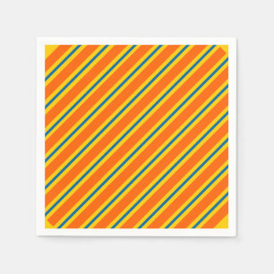 Bold Blue, Orange And Yellow Stripe Pattern Napkin