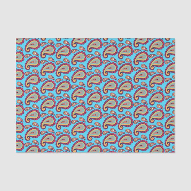 Bold Blue Paisley Tissue Paper (Front)