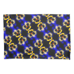 Bold Blue Pansy Flower Abstract Pattern Pillowcase