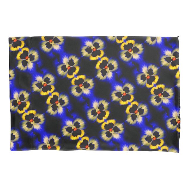 Bold Blue Pansy Flower Abstract Pattern Pillowcase (Front)
