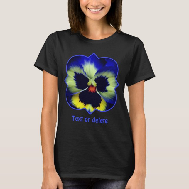 Bold Blue Pansy Flower Personalized T-Shirt (Front)