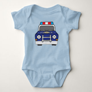 Bold Blue Police Patrol Car Baby Bodysuit