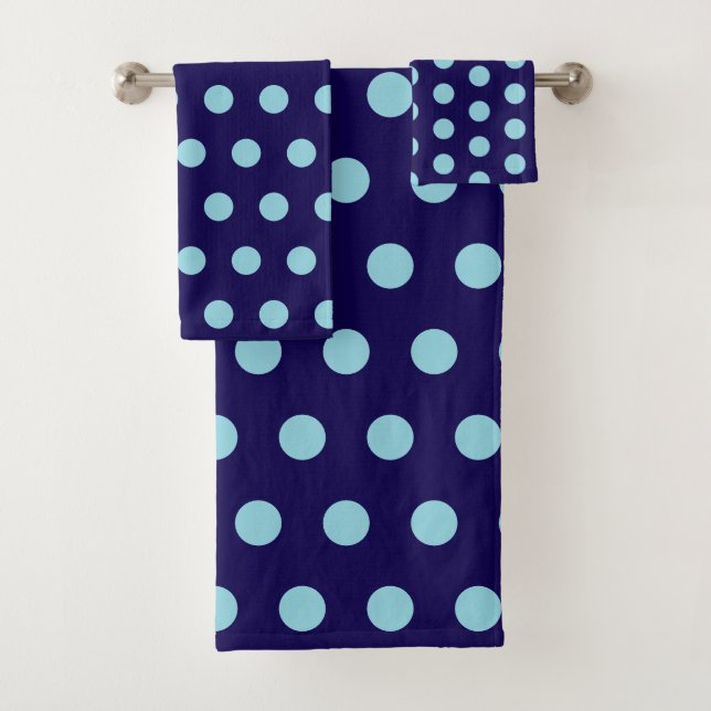 Bold Blue Polka Dots Bath Towel Set (Insitu)
