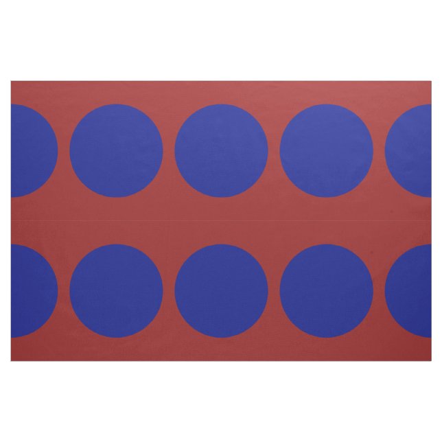 Bold Blue Polka Dots on Dark Red Geometric Fabric (Fat Quarter)