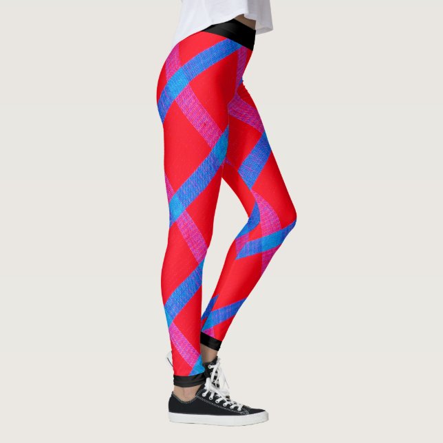 Bold Blue & Red Chequered Leggings (Right)