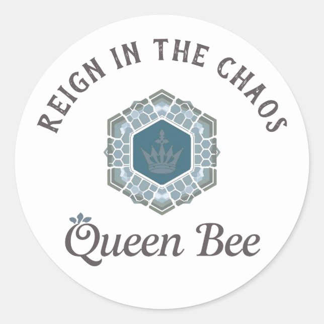 Bold Blue Regal Crown Motherhood Sticker (Front)