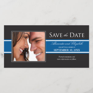 Bold Blue Stripe Save the Date Announcement