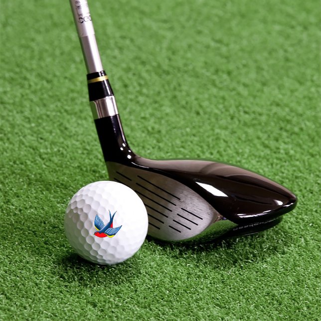 Bold Blue Traditional Swallow Bird Tattoo Style Golf Balls (Creator Uploaded)