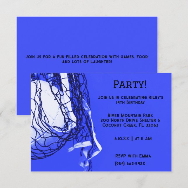 Bold Blue Volleyball Birthday  Invitation (Front/Back)