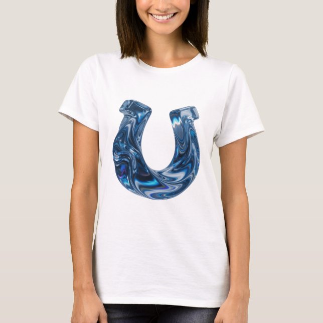 Bold Blue WATER Text Design T-Shirt (Front)