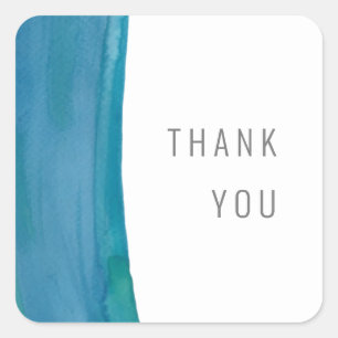 Bold blue watercolor wave wedding sticker