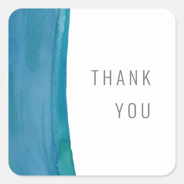 Bold blue watercolor wave wedding sticker (Front)