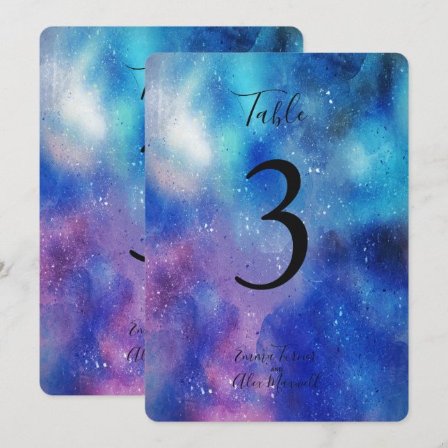 Bold Blue Watercolour | Table number cards (Front/Back)