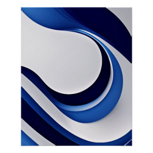 Bold Blue Wave Abstract with Modern Curves Poster