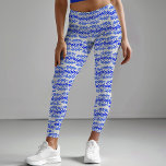 Bold Blue White Batik Circle Block Print Abstract Leggings<br><div class="desc">This fun tribal inspired circle design was created using images from stamping my hand carved stamps digitally overlayed on an electric blue watercolor abstract on a white background to make a truly unique design that evokes the look of block print batik fabric.</div>