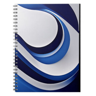 Bold Blue White Futuristic Wave Notebook