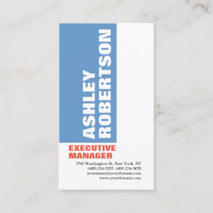Bold Blue White Modern Professional Minimalist Business Card