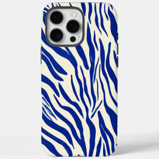 Bold Blue Zebra Print: Modern Minimalist Pattern iPhone 16 Pro Max Case
