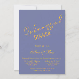Bold Blueberry and Sunshine Rehearsal Dinner Invitation