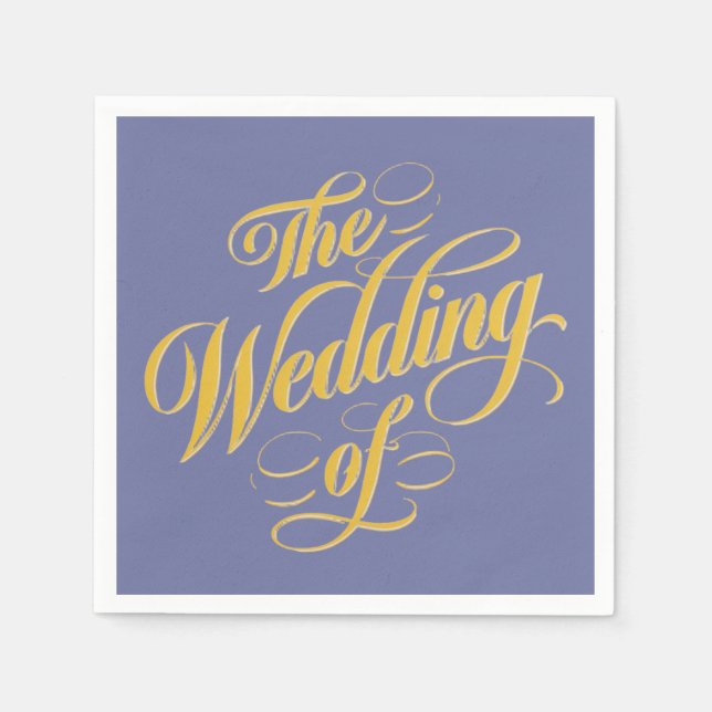 Bold Blueberry On Sunshine Typography Wedding Napkin (Front)