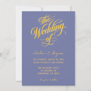 Bold Blueberry Sunshine Typography Wedding Invitation