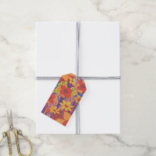 Bold Bohemian Orange Garden Print Gift Tags