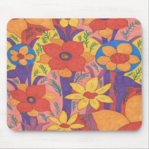 Bold Bohemian Orange Garden Print Mouse Mat