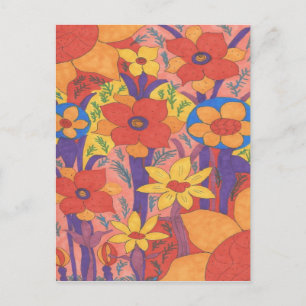 Bold Bohemian Orange Garden Print Postcard