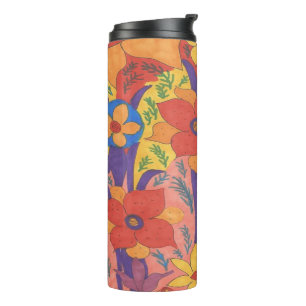 Bold Bohemian Orange Garden Print  Thermal Tumbler