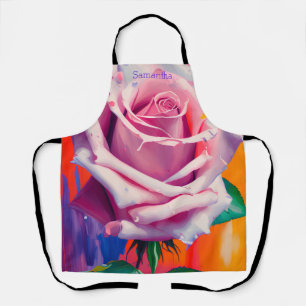 Bold Bohemian Pink Rose Artsy Personalised Apron