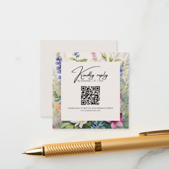 Bold Bohemian Wildflower Unique Enclosure Card (Front/Back In Situ)