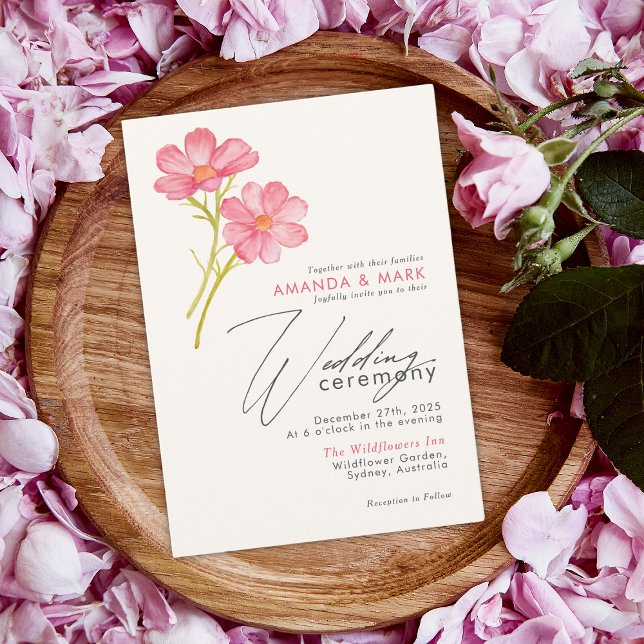 Bold Boho Chic Wildflower Rustic Floral Wedding Invitation (Creator Uploaded)