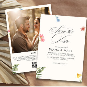 Bold Boho Pink Chic Wildflower Save the date Invitation
