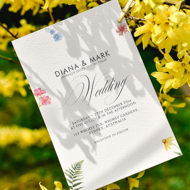 Bold Boho Pink Chic Wildflower Unique Wedding  Invitation (Creator Uploaded)