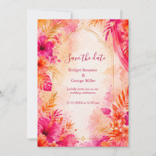 Bold Bollywood Hawaii Arch Tropical wedding Invitation