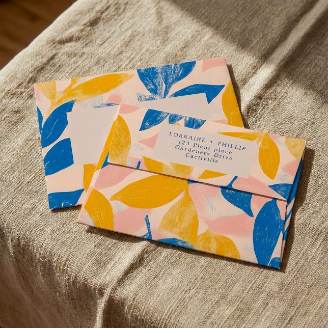 Bold Botanical lithograph floral Pattern Wedding Envelope (Bold Botanical lithograph floral Pattern Wedding Envelope.)